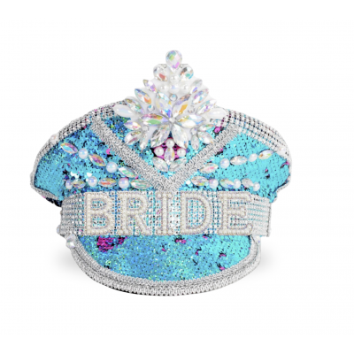 Festival Burning Man Theme Hat Bride Sequin Bright Blue Festival Burning Man Theme Hat Bride Sequin Bright Blue